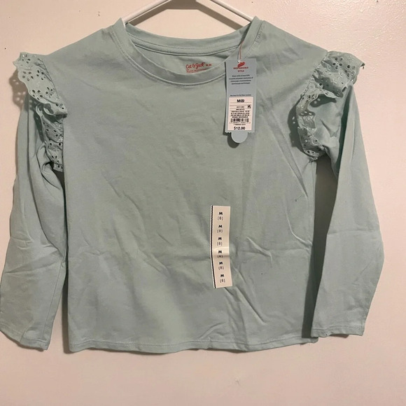 Cat & Jack Girls Long Sleeve Eyelet T-Shirt Mint Green Size M (8) NWT - Picture 4 of 8